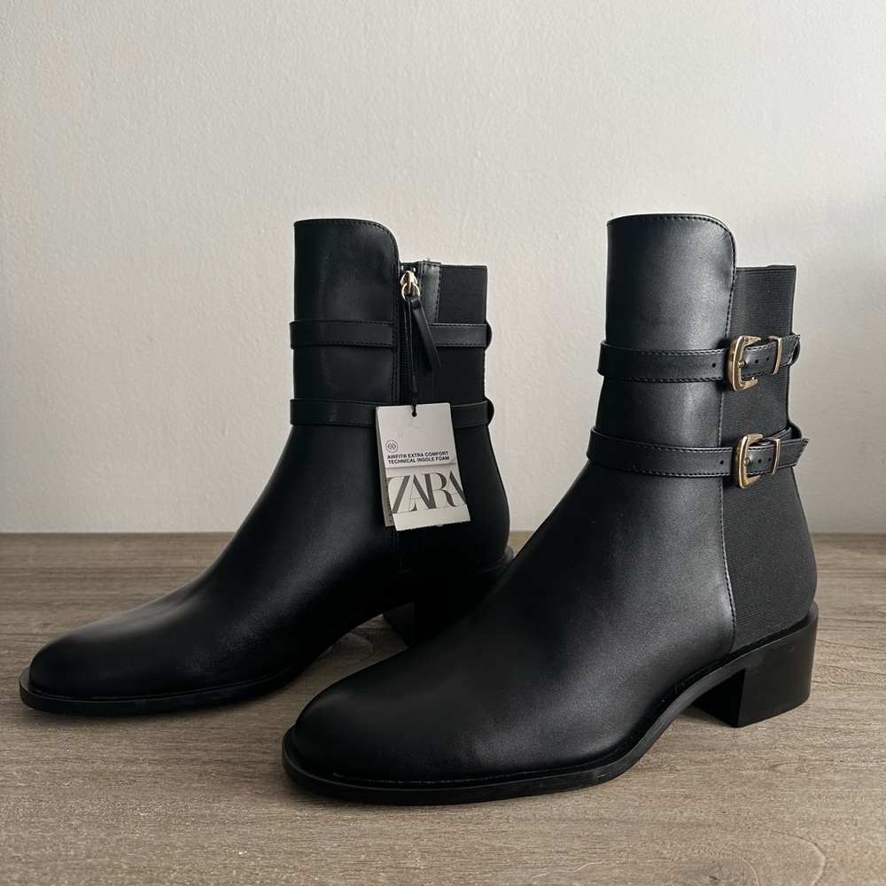 Zara black Ankle Boots With Straps Black SS24 Size 41 / 10